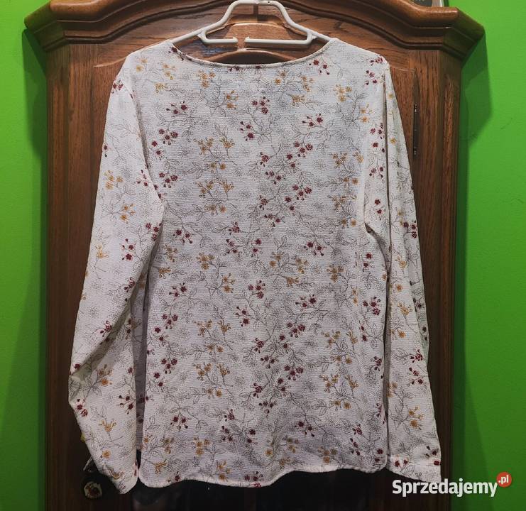 Biała bluzeczka z motywem drobnych kwiatków 40 Kwiatki Piaseczno sprzedam
