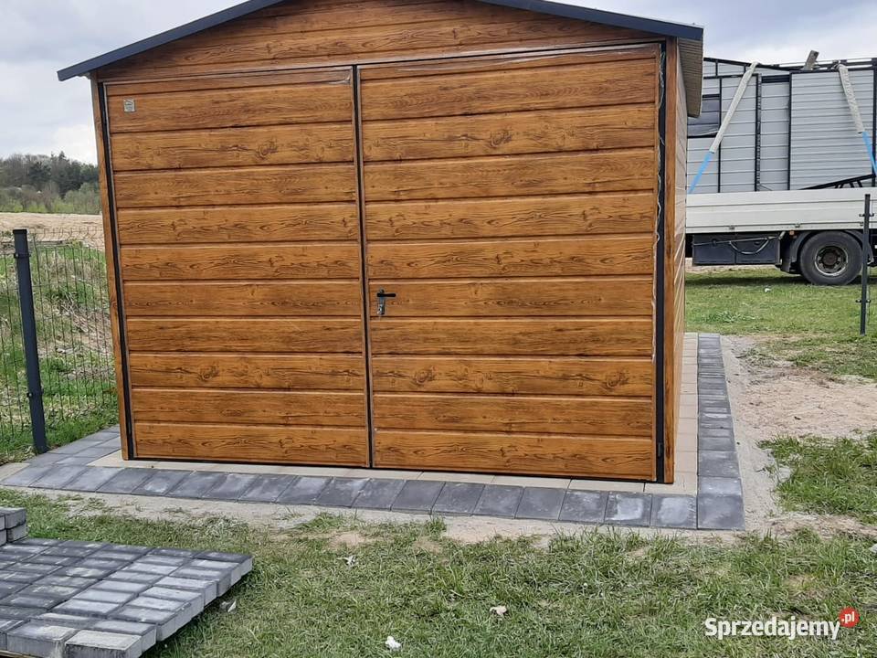 Tani Garaż Blaszany Drewnopodobny Złoty Dąb 15m2