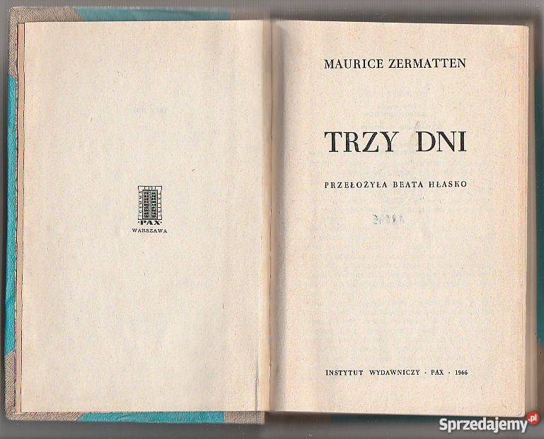 7578 TRZY DNI MAURICE ZERMATTEN Czyrna