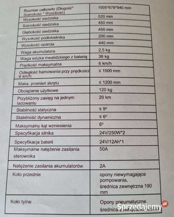 Elektryczny wózek inwalidzki Warszawa sprzedam