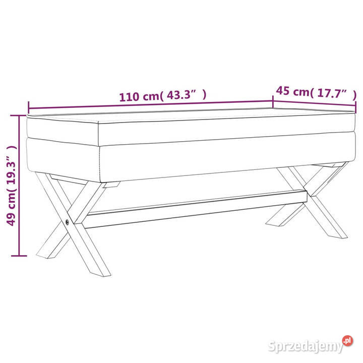 Stołek ze schowkiem 110x45x49 obity lnem mazowieckie Warszawa