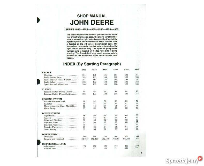 JOHN DEERE 4055 4255 4455 4555 4755 4955 instr Kielce