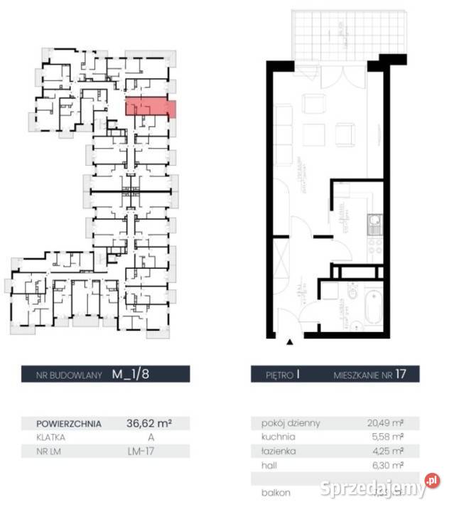 Mieszkanie 36.62m2 1-pok Lublin