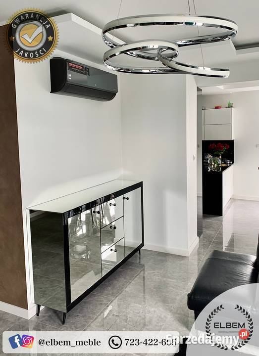 Lustrzana komoda Glamour czarne wstawki Kielce