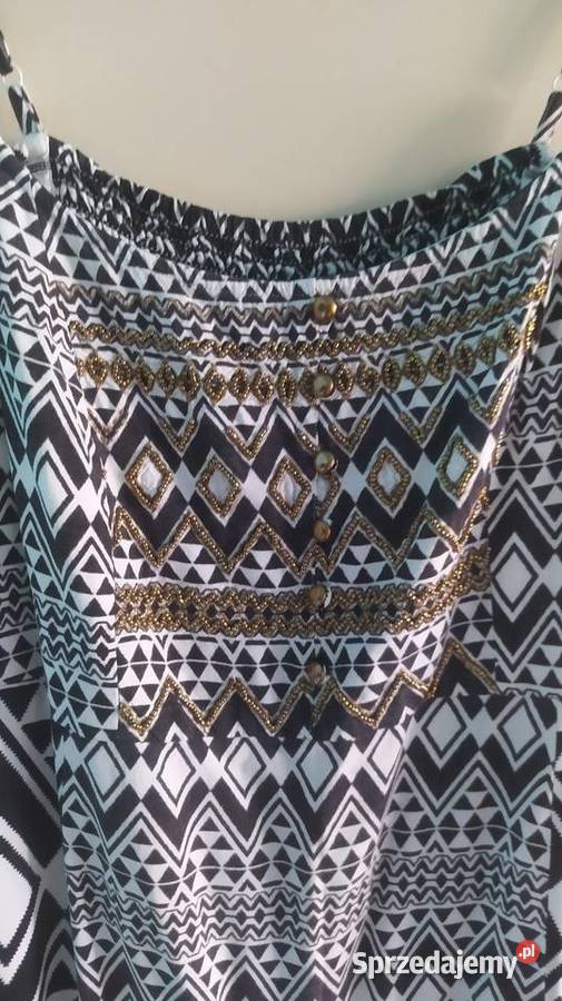 Ładna szaroczarna letnia sukienka z ozdobami wielkopolskie Ostrów Wielkopolski