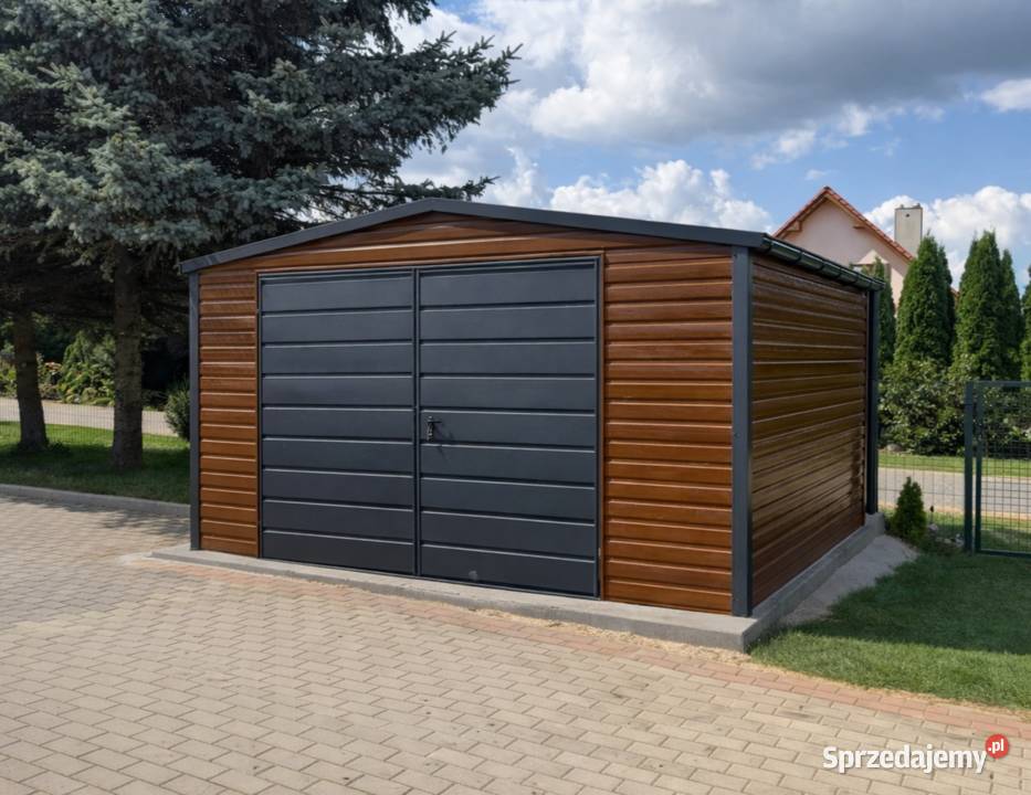 Garaż Blaszany dwuspadowy 4x5 Złoty Dąb Ciemny Pozostałe Gdańsk sprzedam