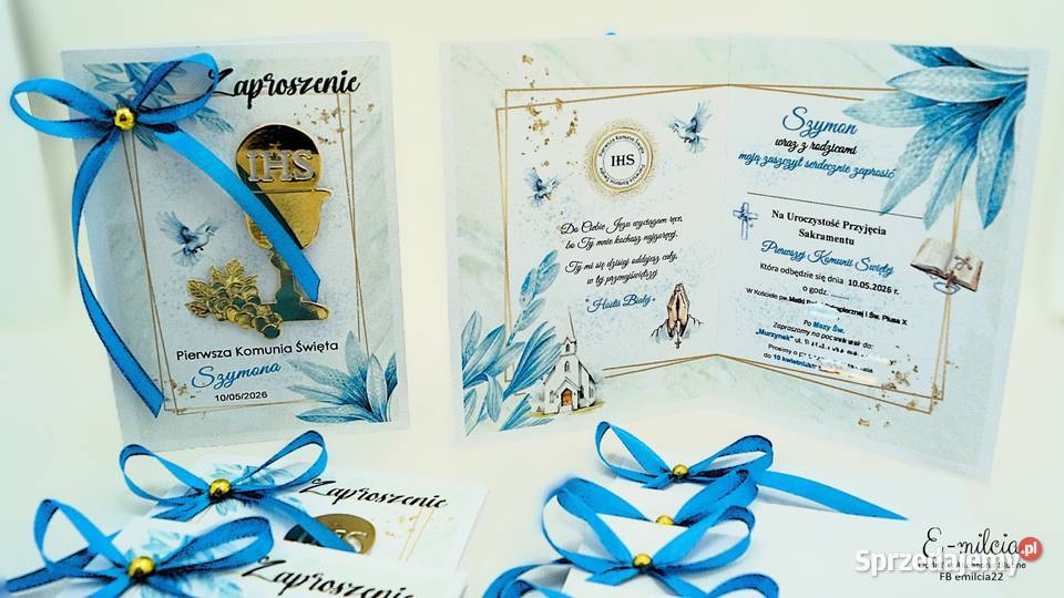 I Komunia Św ZAPROSZENIA TURKUSOWE I OZDOBIONĄ Zielona Góra