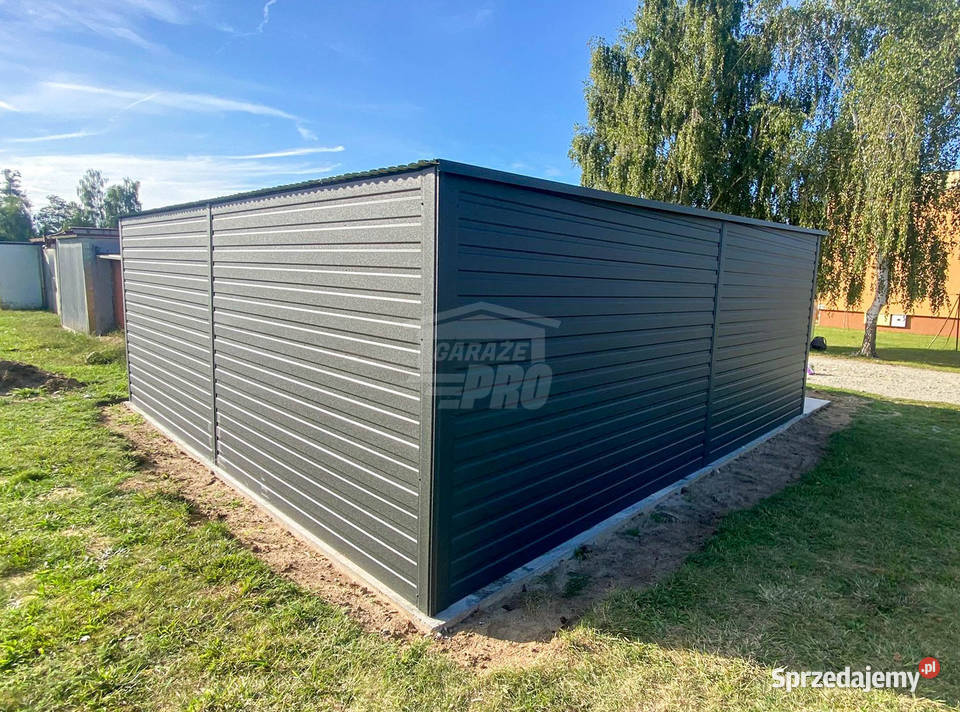 Garaż blaszany 6x6m 2x brama antracyt dach spad Lubartów