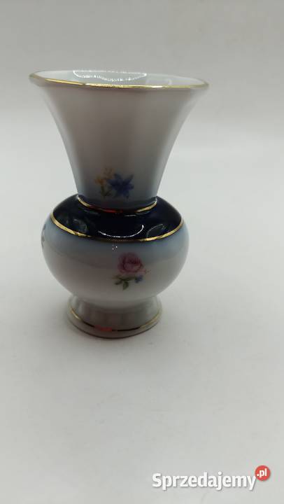 Wazon miniaturowy kobalt i złocenia Zamość