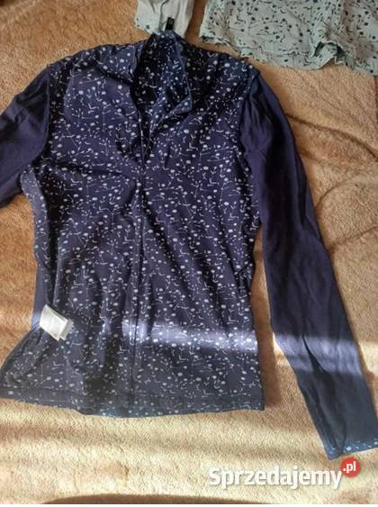 Granatowa bluzka damska z długim rękawem Hajnówka