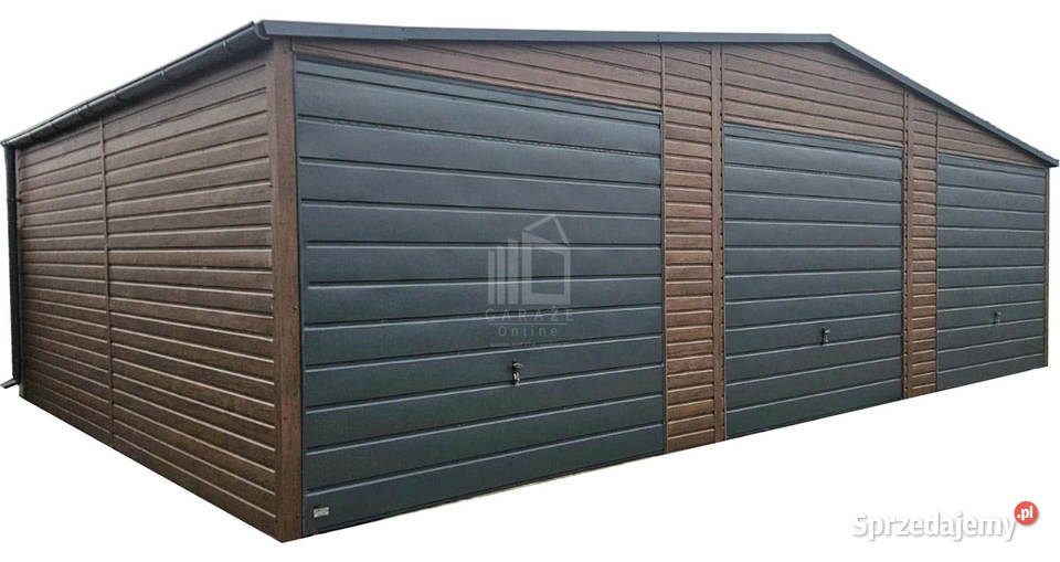 Garaż blaszany 105x6m 3x Brama uchylna drzwi Łęczyca