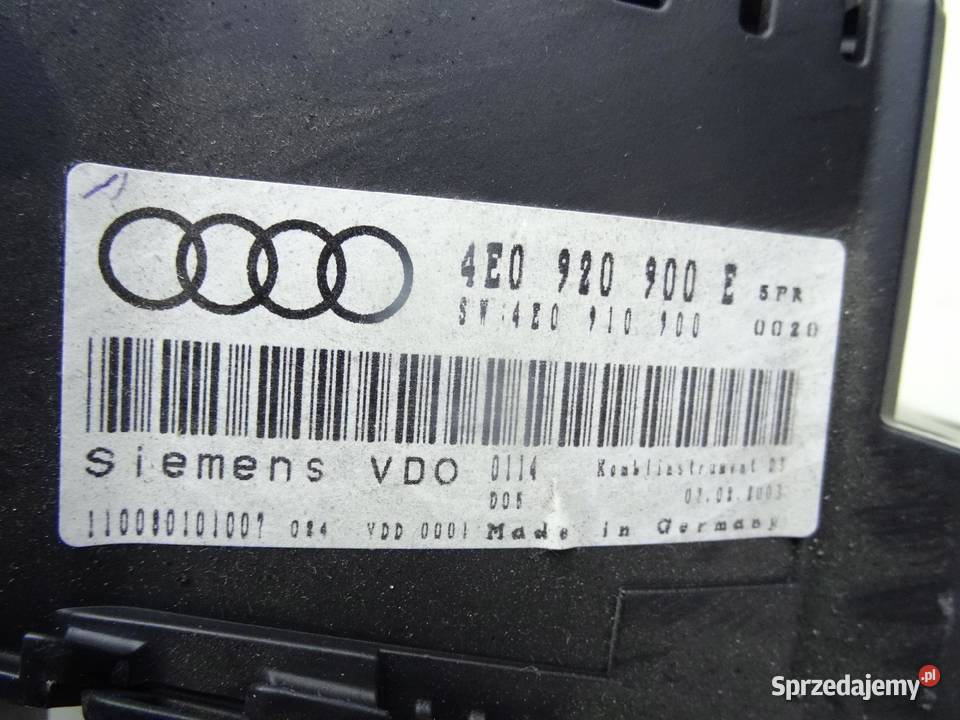 4E0920900E AUDI A8 D3 ZEGAR LICZNIK WYSWIETLACZ Przemęt
