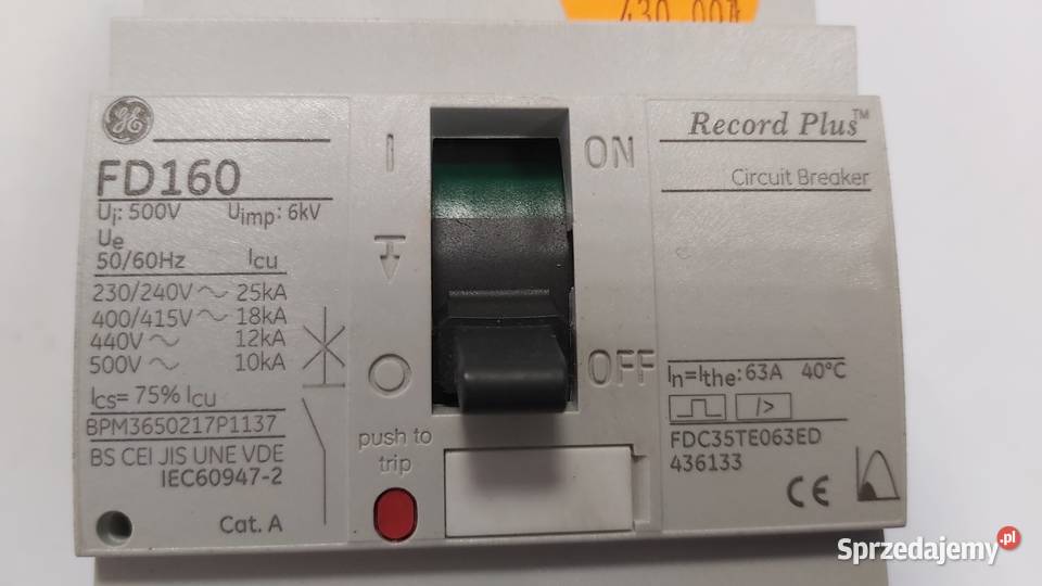 Wyłącznik instalacyjny mocy GE FD160 160A 3p Wyszków