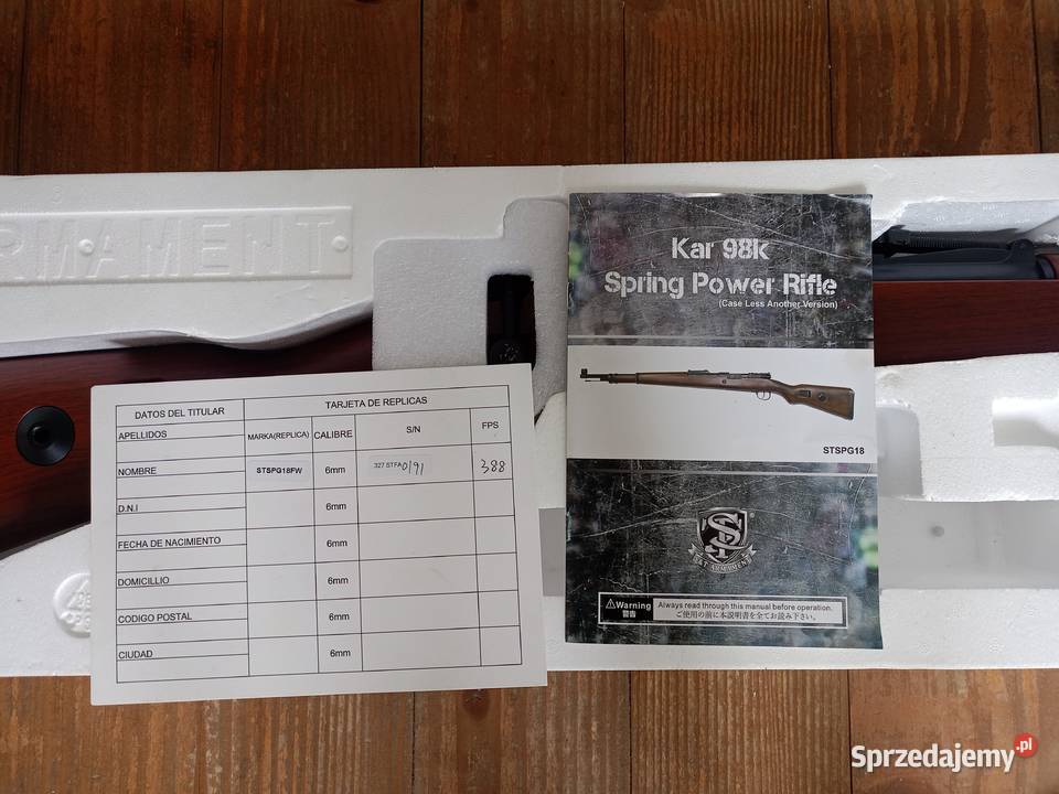 Karabin Airsoft Asg Mauser 98k firmy ST lubelskie Łuszczacz