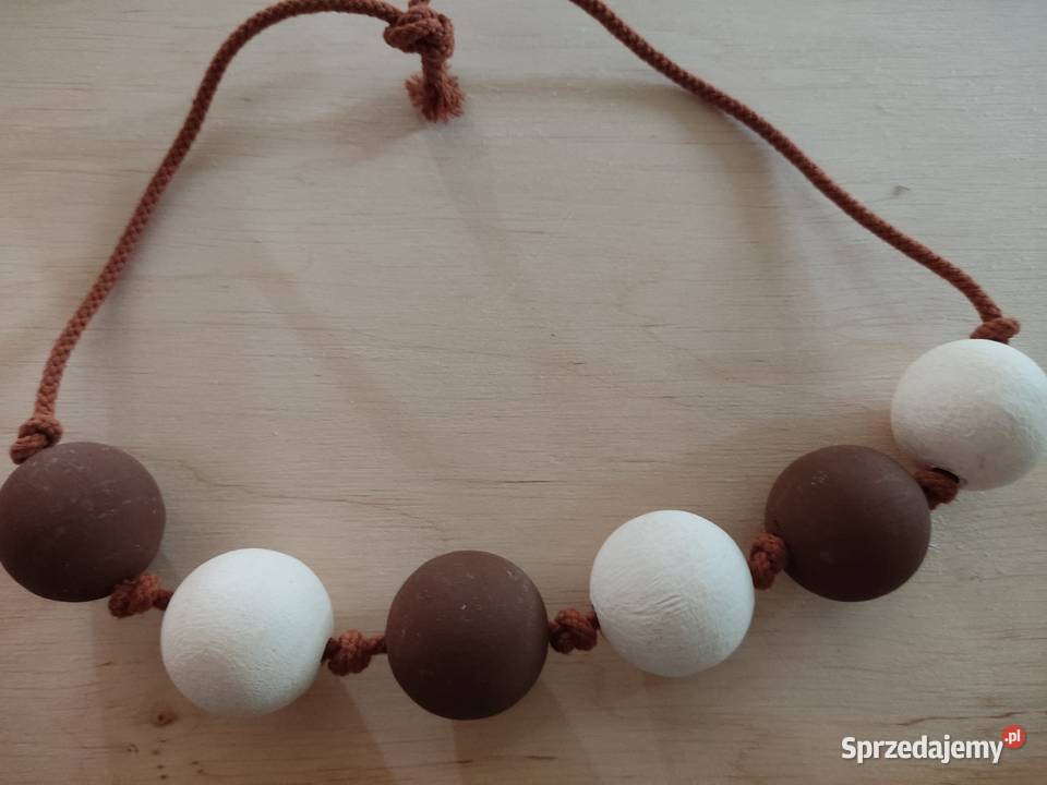 Korale drewniane Boho duże koraliki czekoladowy Otwock