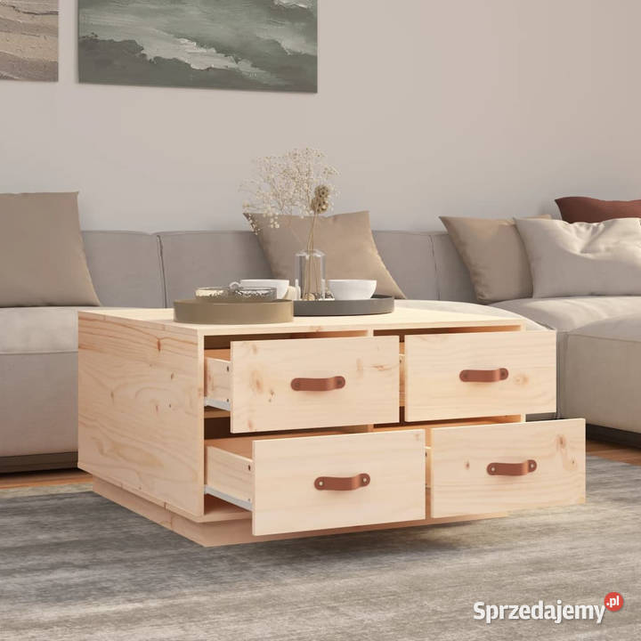 Stolik kawowy 80x80x45 lite drewno sosnowe mazowieckie Warszawa