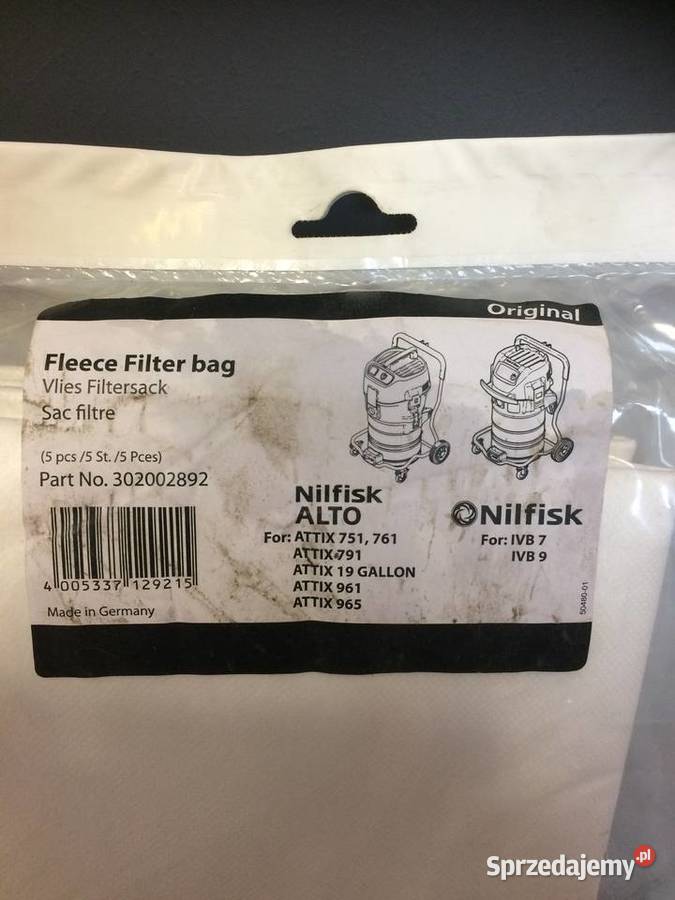 Nilfisk Attix 7 Fleece Filter Bags 5 Suchoraba sprzedam