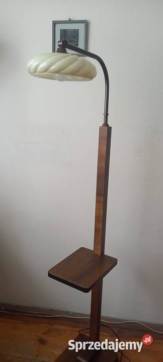 Drewniana lampa w stylu Art Deco z półką ruchome Antyki łódzkie Skierniewice