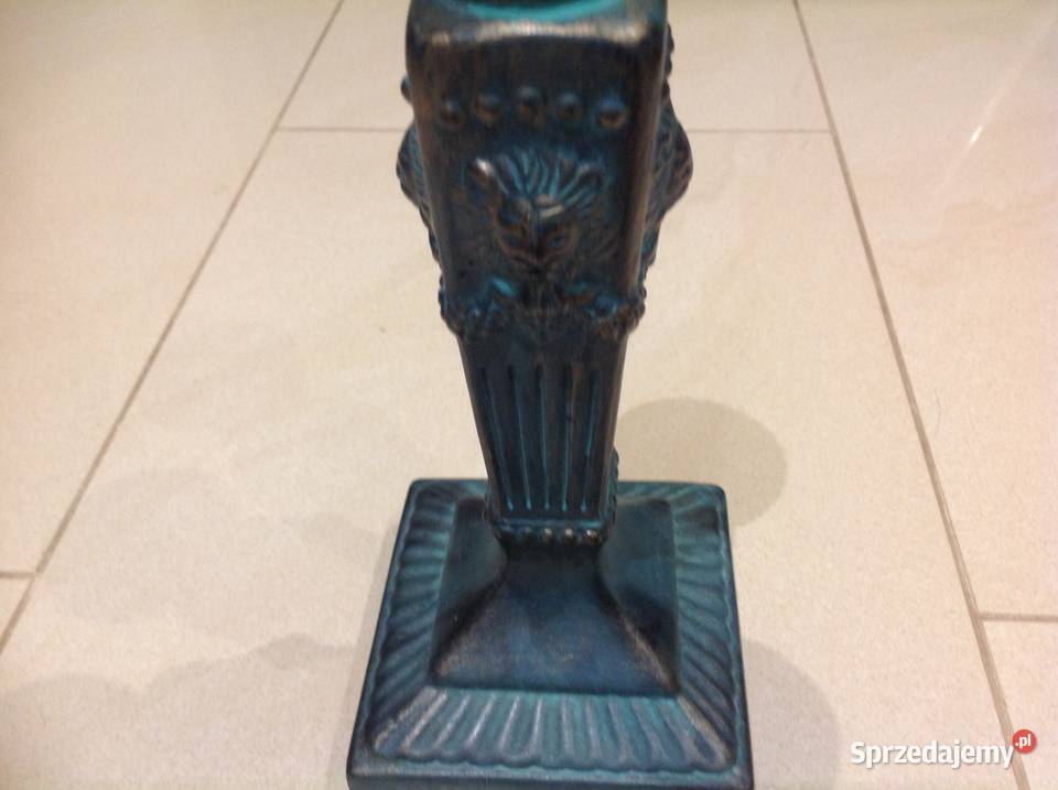 Świecznik Ceramiczny Turkusowy Duży Vintage Nowa Sól