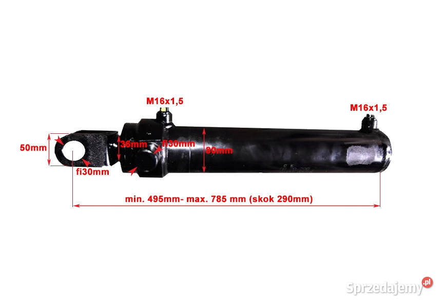 Siłownik hydr tłok 70x36 skok 290 2 SWORZNIE Solec Kujawski