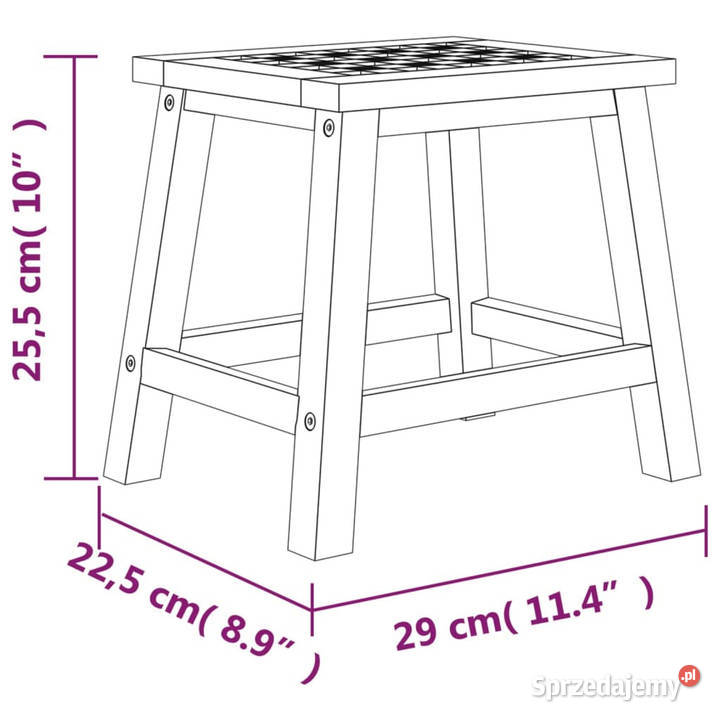Stołek 29x225x255 lite drewno orzechowe WM350347 Warszawa sprzedam