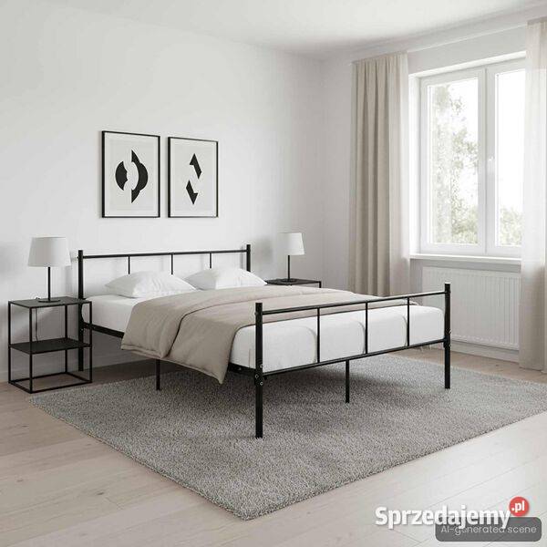 vidaXL Rama łóżka czarna metalowa 140 x 200 Warszawa