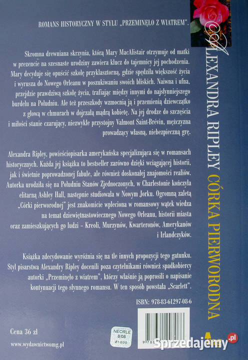 Córka pierworodna Alexandra Ripley literatura piękna - proza zagraniczna małopolskie Limanowa