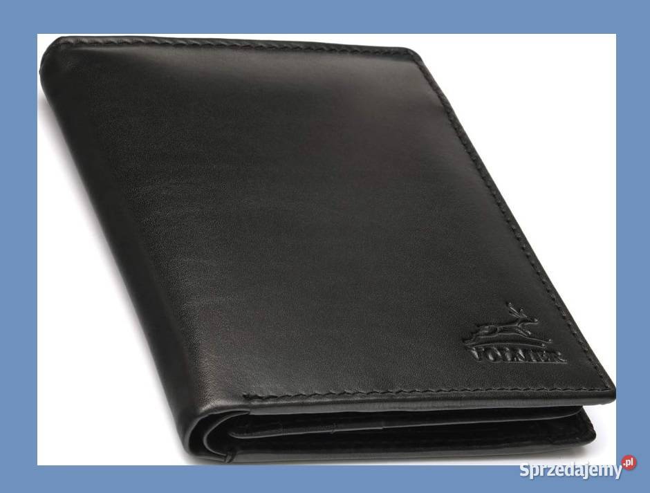 FaVolmer Duży czarny skórzany portfel ze skóry Warszawa