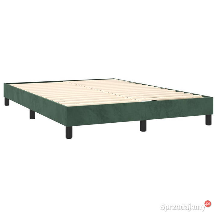 Łóżko kontynentalne z materacem ciemnozielone 147cm Łóżka