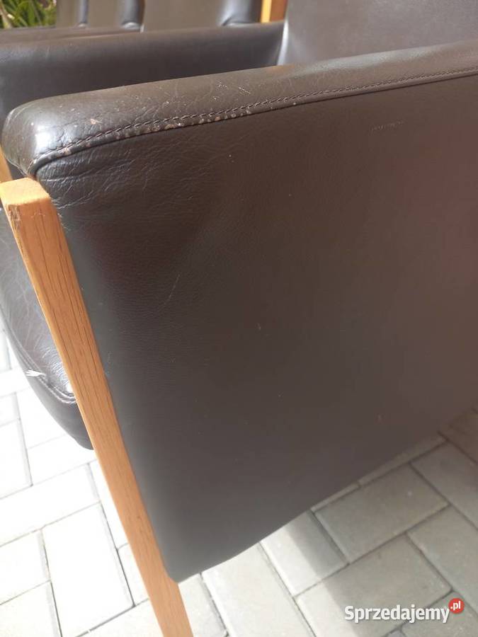 Fotele drewniane ze skórzaną tapicerką 4 Fotel 95cm