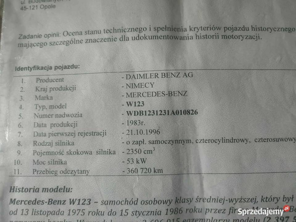 Mercedes W123 240 d 72KM opolskie Opole sprzedam