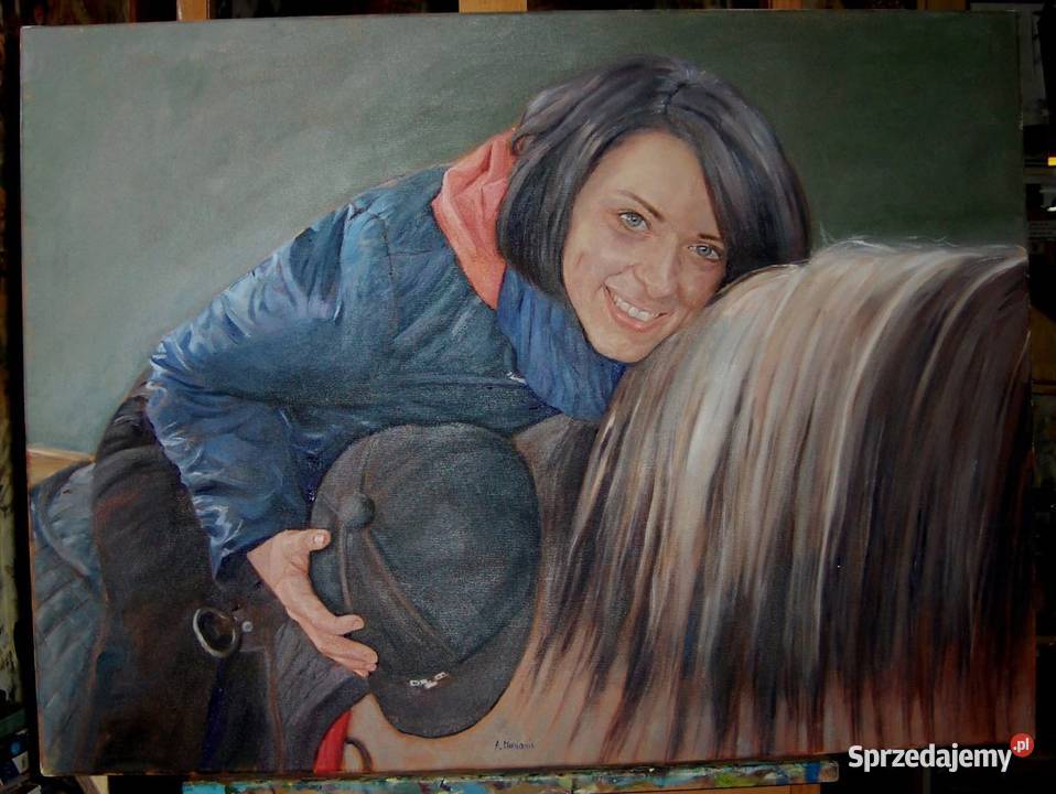 Portret olejny malowany na płótnie Obrazki i obrazy