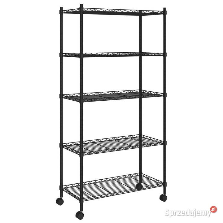 5poziomowy regał na kółkach 75x35x155 czarny 250