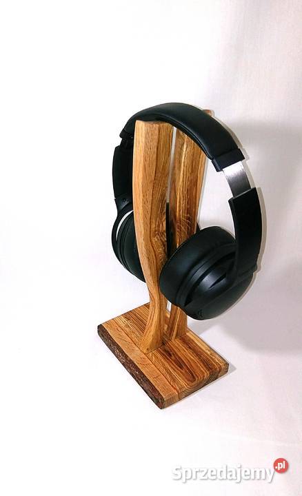 Stojak z drewna dębowego na słuchawki