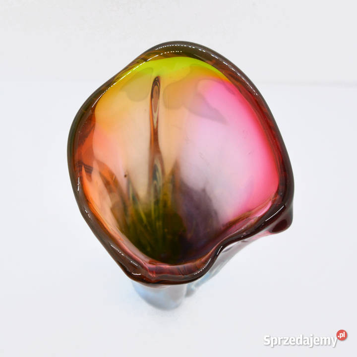 Barwny wazon proj J Rozinek Borskie Sklo lata 60 Warszawa