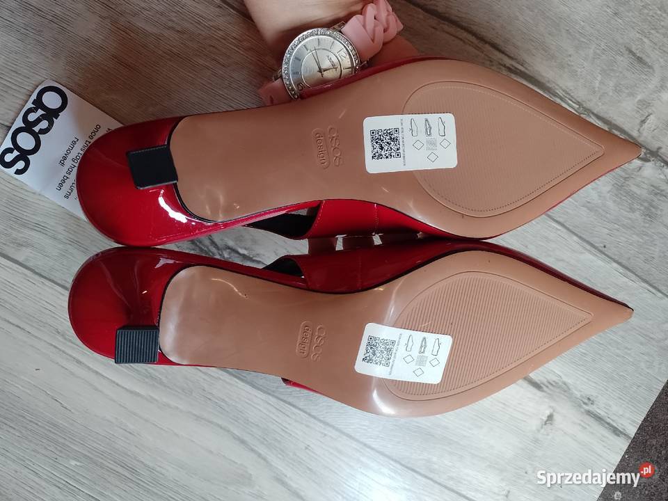 40 ASOS Design Czerwone czółenka z odkrytą piętą Asos Kraków