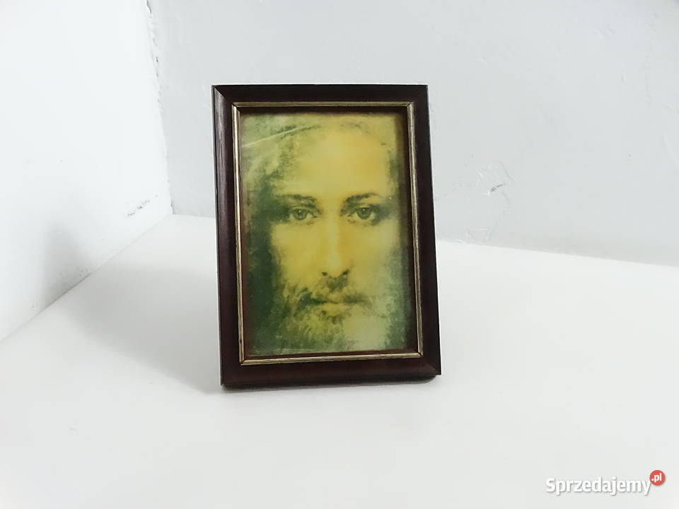 Stary obrazek Jezus Chrystus w drewnianej ramie Biłgoraj