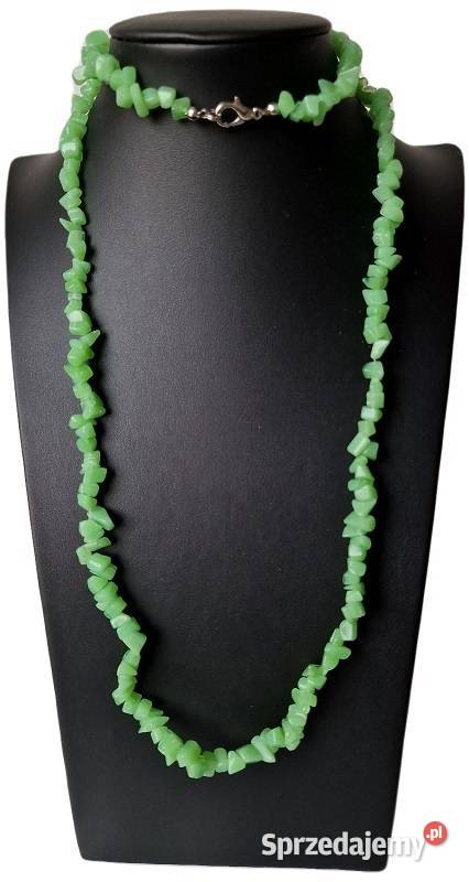 NEFRYT NATURALNY NASZYJNIK DŁUGI SZNUR KAMIENIE śląskie