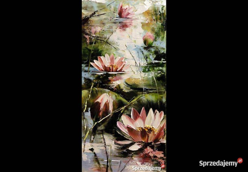 Obraz olejny 20x40 Nenufary