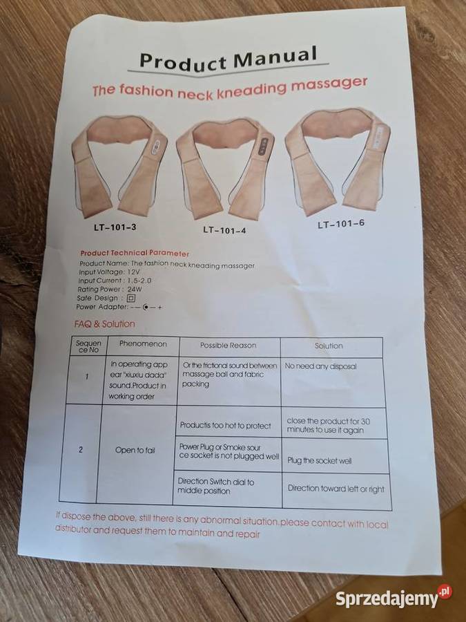 nowy masażer karku i szyi z funkcją grzania Sprzęt i urządzenia do masażu Sandomierz