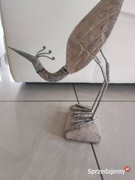 Dekoracja ogrodu ptak żuraw drewno metal Zamość