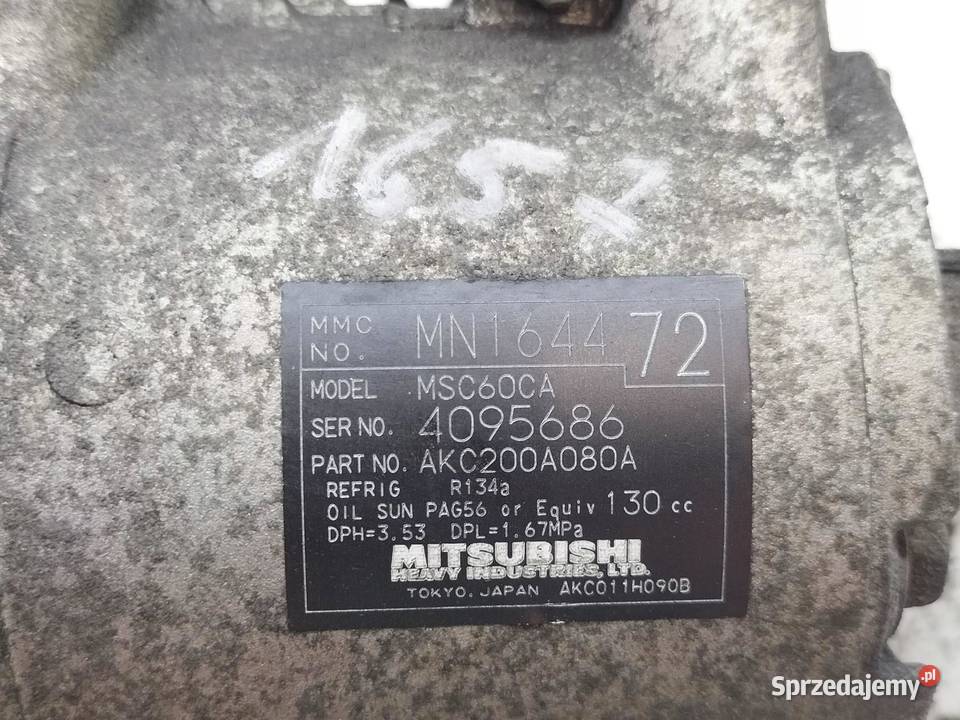 SPRĘŻARKA KLIMATYZACJI MN164472 MSC60CA 11 Rok produkcji 2012 Kompresory klimatyzacji Kompresory klimatyzacji