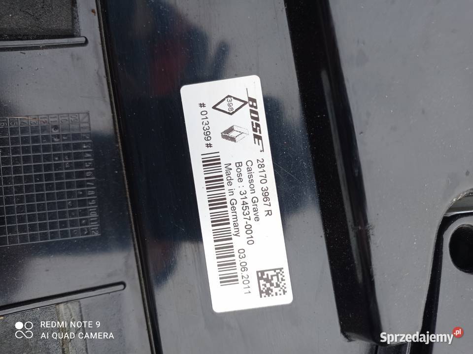 Subwoofer tuba głośnik Bose Renault Laguna III Sprzęt audio fabryczny Bełżyce
