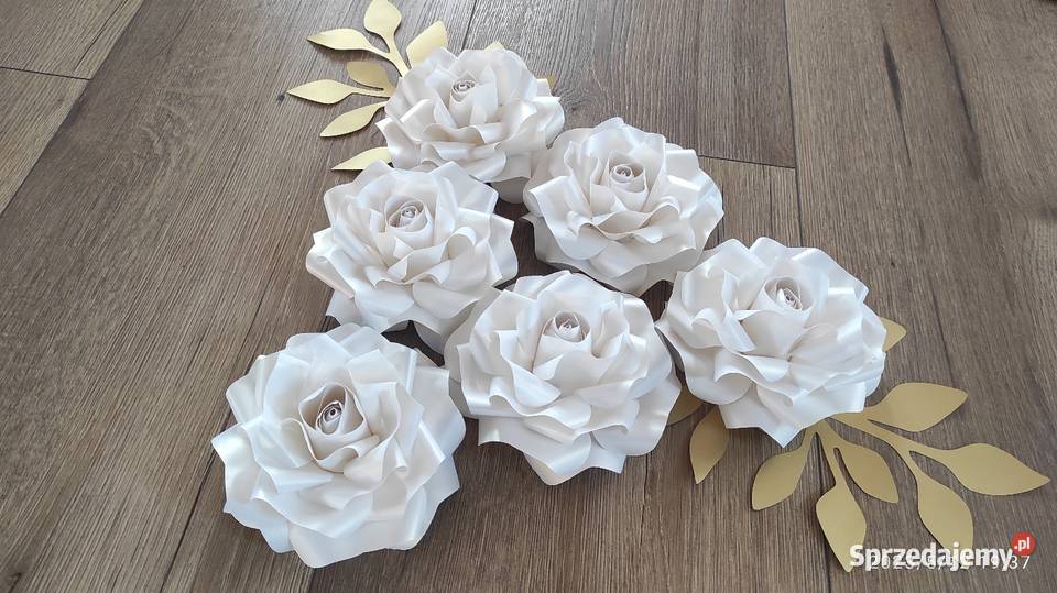 Róże z papieru metalizowanego 3D Lądek