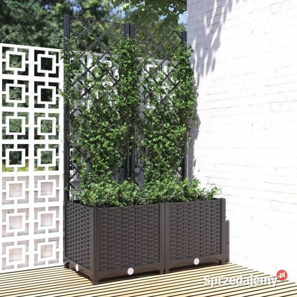 vidaXL Donica ogrodowa z kratką czarna 80x40x136 Donice Warszawa