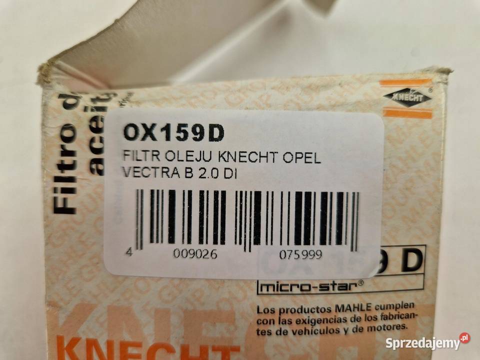 FILTR OLEJU KNECHT OPEL VECTRA B 20 DI 16V sprzedam