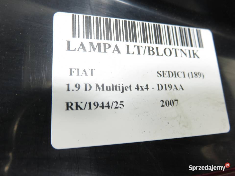 LAMPA LEWA TYLNA FIAT SEDICI