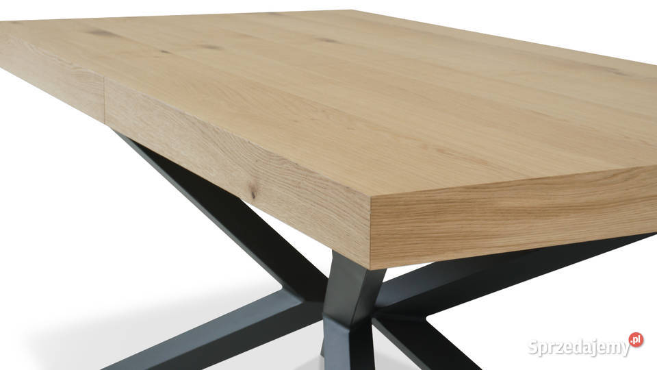 Stół 180 x 90 podstawa stal czarna Blat dąb nat Katowice