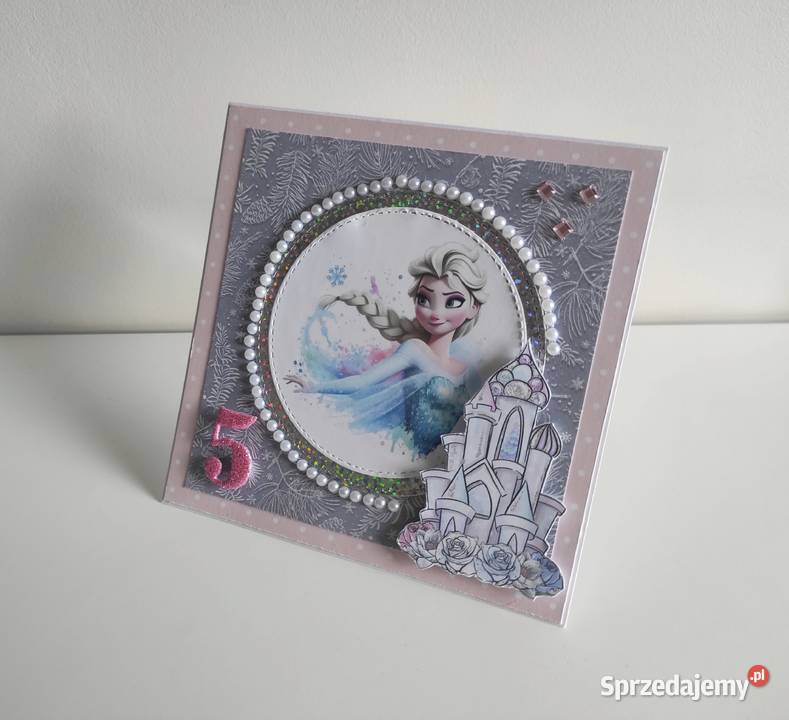 Kartka ręcznie robiona na urodziny Kraina lodu Łódź