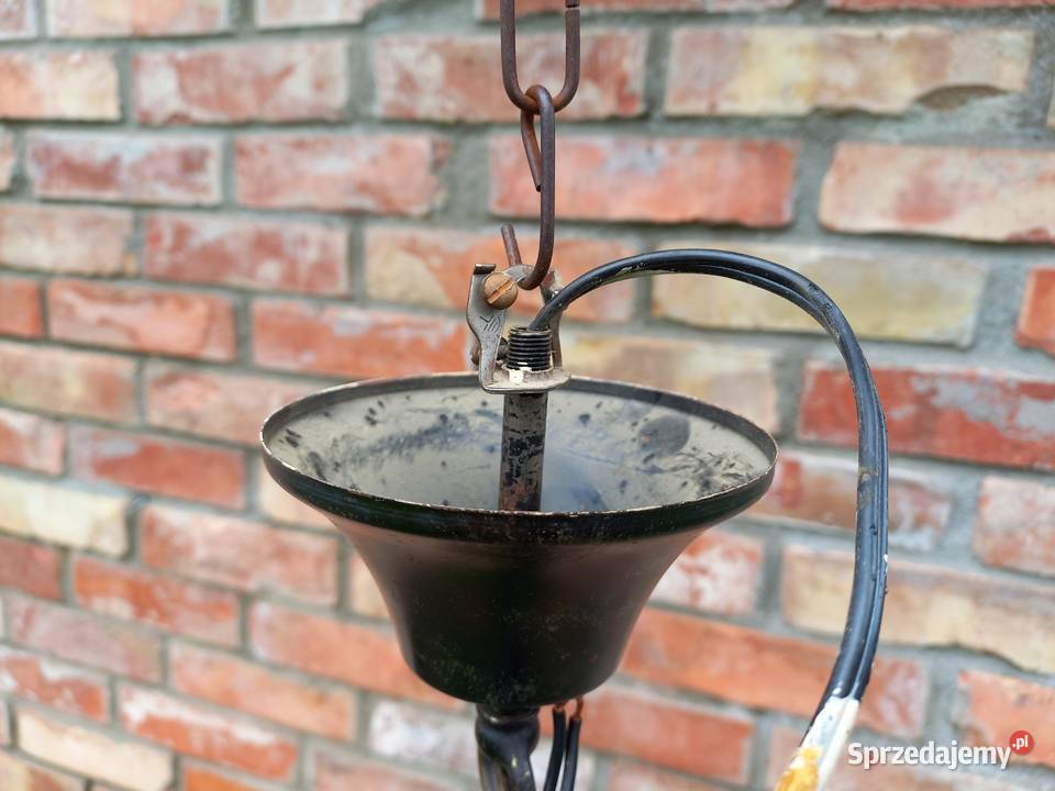 Żyrandol drewniany ze skórzanymi kloszami 860 Gawroniec sprzedam